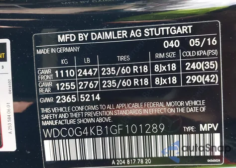 2016 Mercedes-Benz Glc 300 4Matic z USA, uszkodzony, nr VIN WDC0G4KB1GF101289